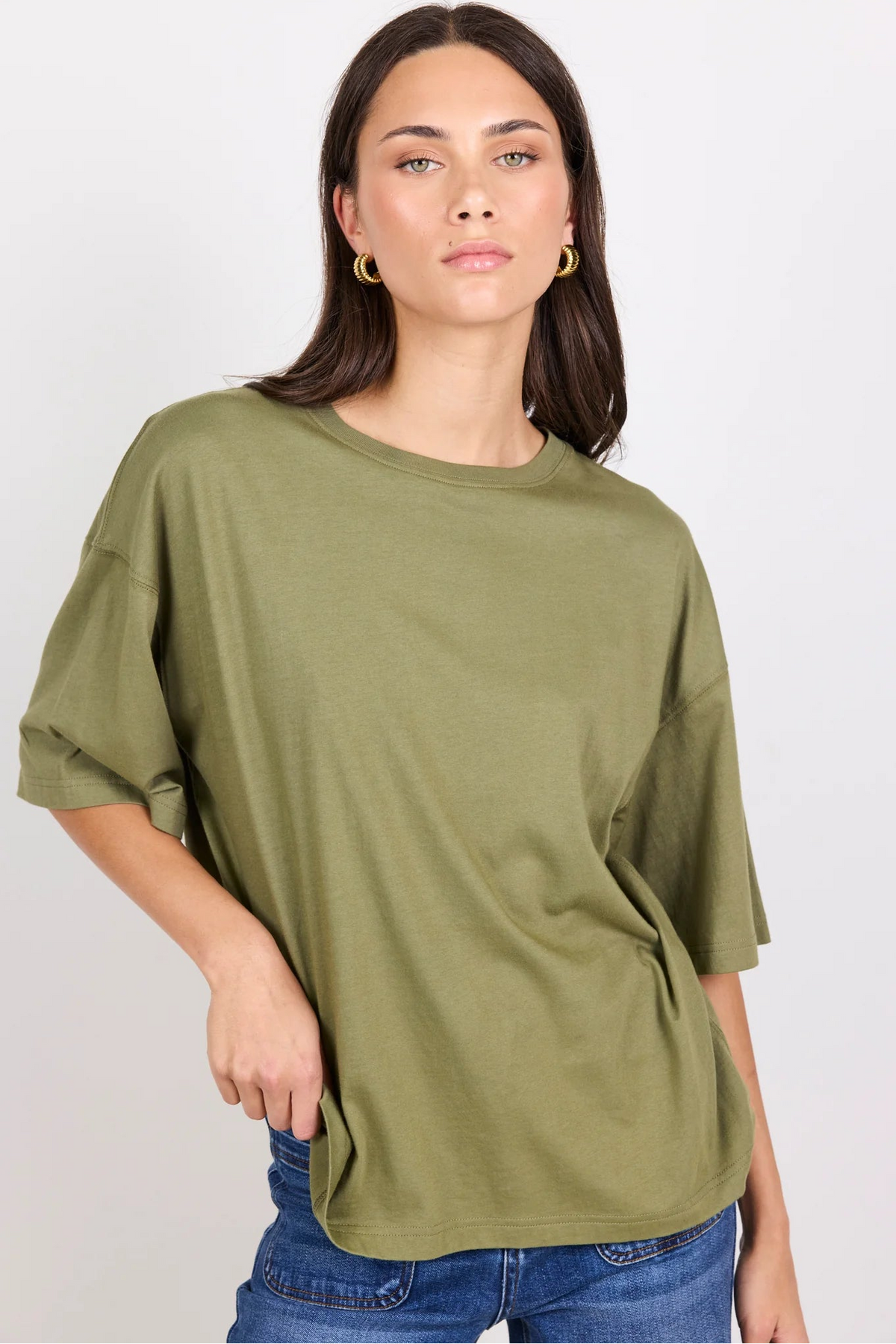 Boyfriend Washed Khaki Oversized Tee