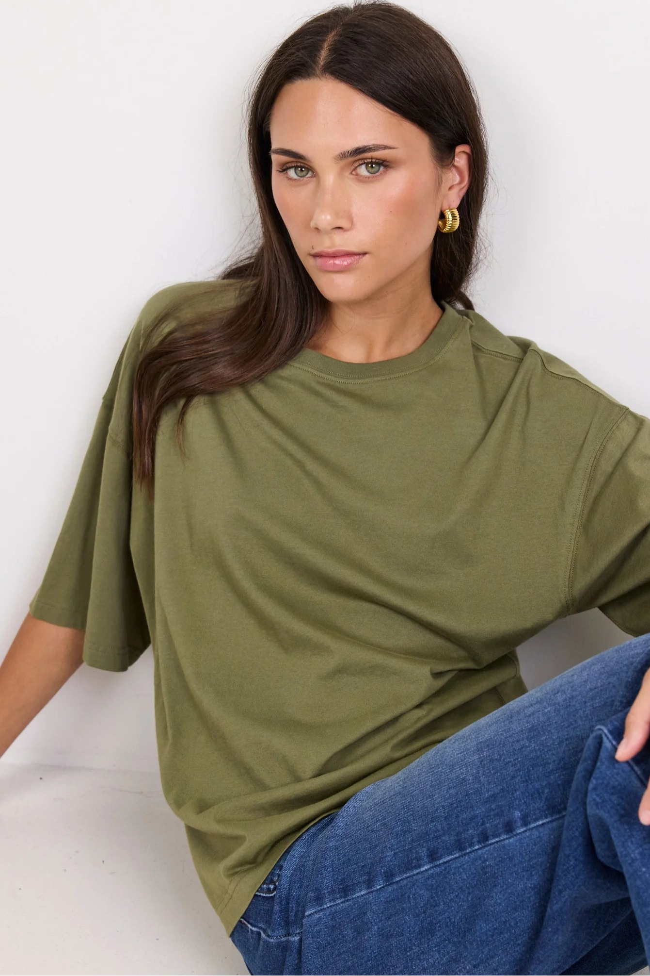 Boyfriend Washed Khaki Oversized Tee