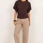 Cadence Chocolate Cotton Gathered Waist Detail Short Sleeve Tee
