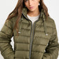 Caption Khaki Slimline Drawcord Puffer Jacket