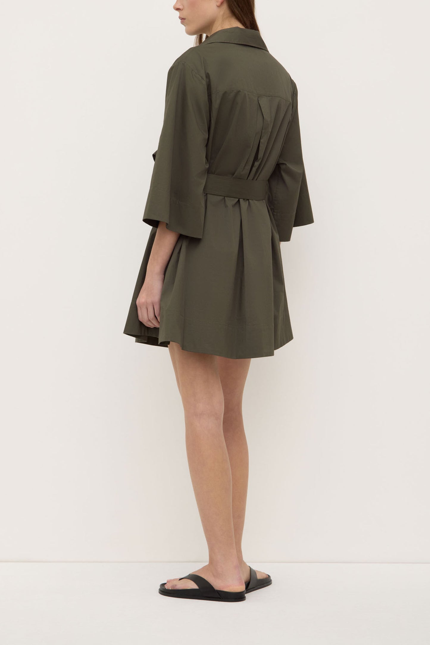 Claire Mini Shirt Dress - Moss