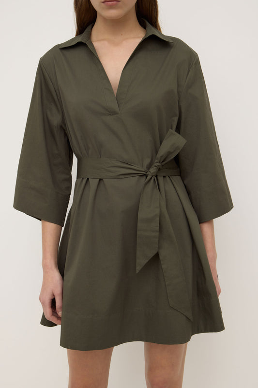 Claire Mini Shirt Dress - Moss