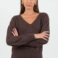Clique Chocolate V Neck Jumper
