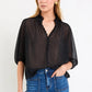 Closure Black Mini Polka Dot Short Sleeve Top