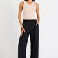 Guardian Black Linen Viscose Elastic Back Pants