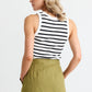 Cobble Tank - White/Black Stripe