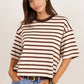 Cohesion Chocolate Vanilla Stripe Oversized Contrast Binding Boxy SS Tee