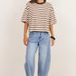 Cohesion Chocolate Vanilla Stripe Oversized Contrast Binding Boxy SS Tee