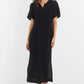 Commend Black Texture Shaped SS Maxi Dress