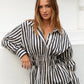 Composite Black Bone Stripe Shirred Body Shirt