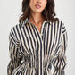 Composite Black Bone Stripe Shirred Body Shirt