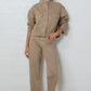 Crafted Taupe Funnel Neck Denim Jacket