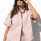 Crucial Pale Pink Denim Short Sleeve Shacket
