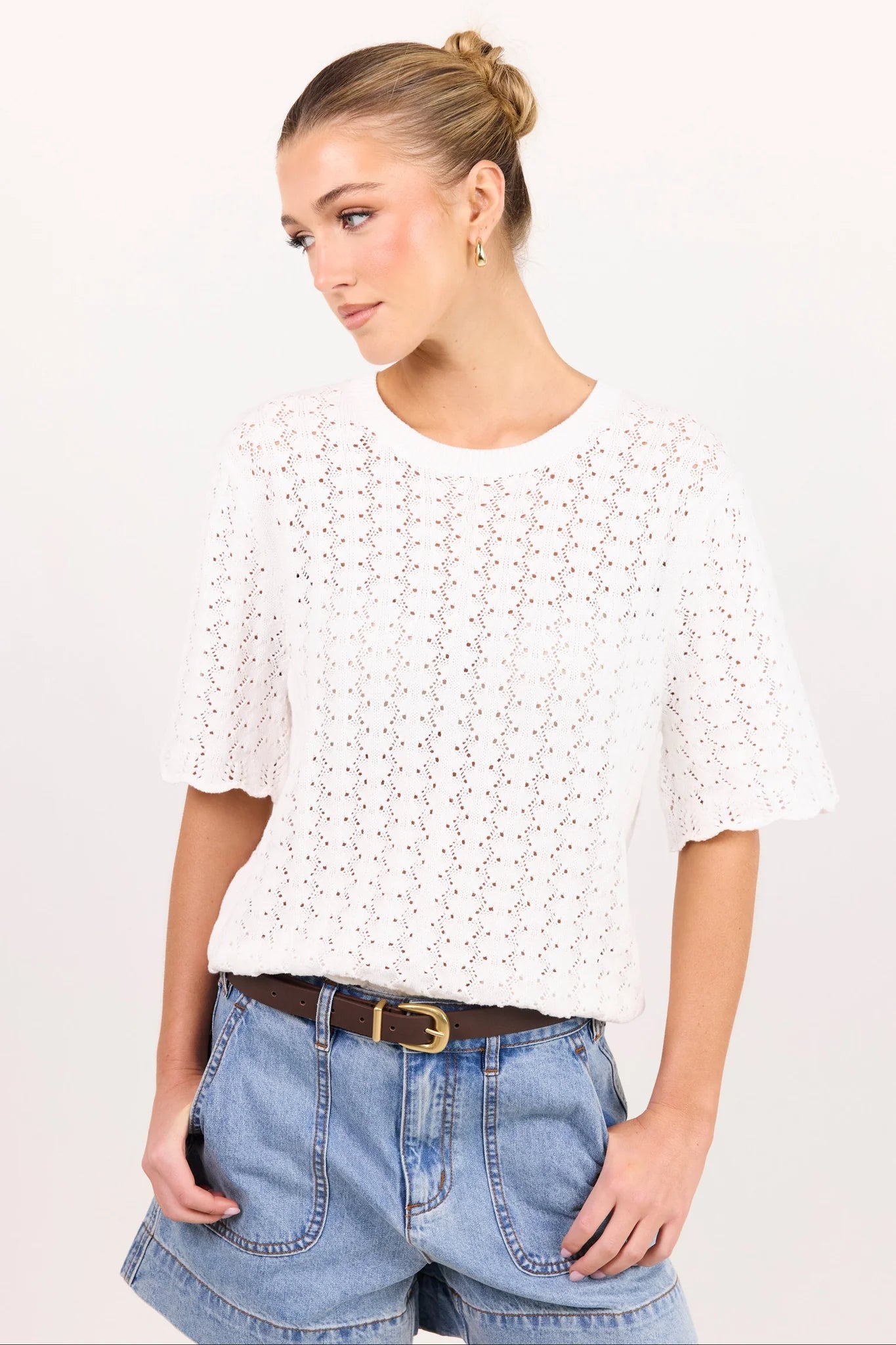 Dainty Ivory Lace Knit Tee
