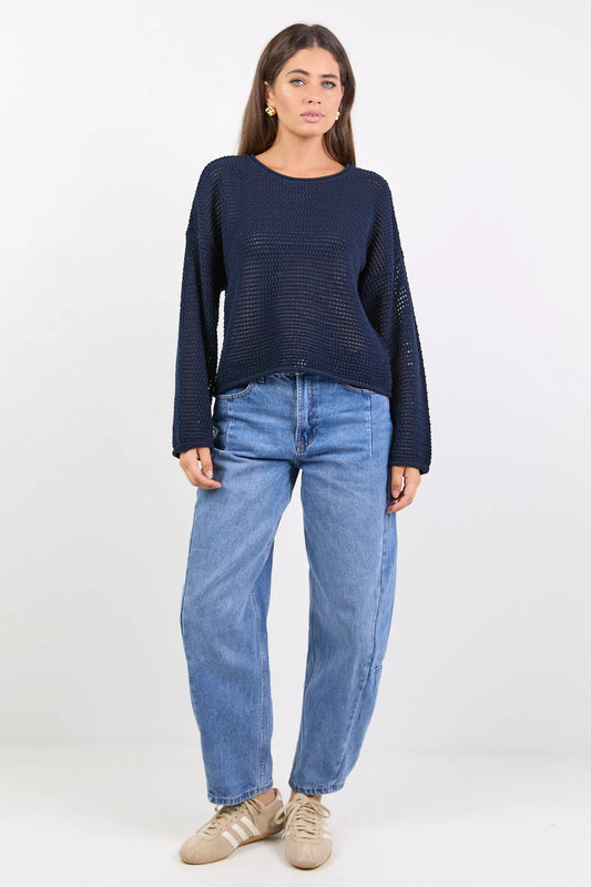 Dawn Ink Crochet Knit Jumper
