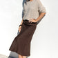 Bliss Dark Chocolate Linen Bias Midi Skirt