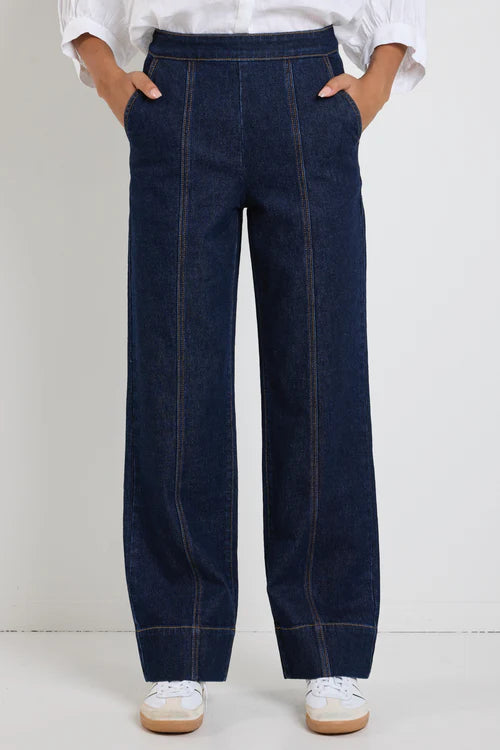 Imperial Indigo Flat Front Wide Leg