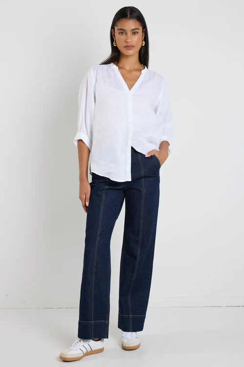 Imperial Indigo Flat Front Wide Leg
