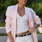 Diploma Soft Pink Linen Two Button Vent Sleeve Blazer