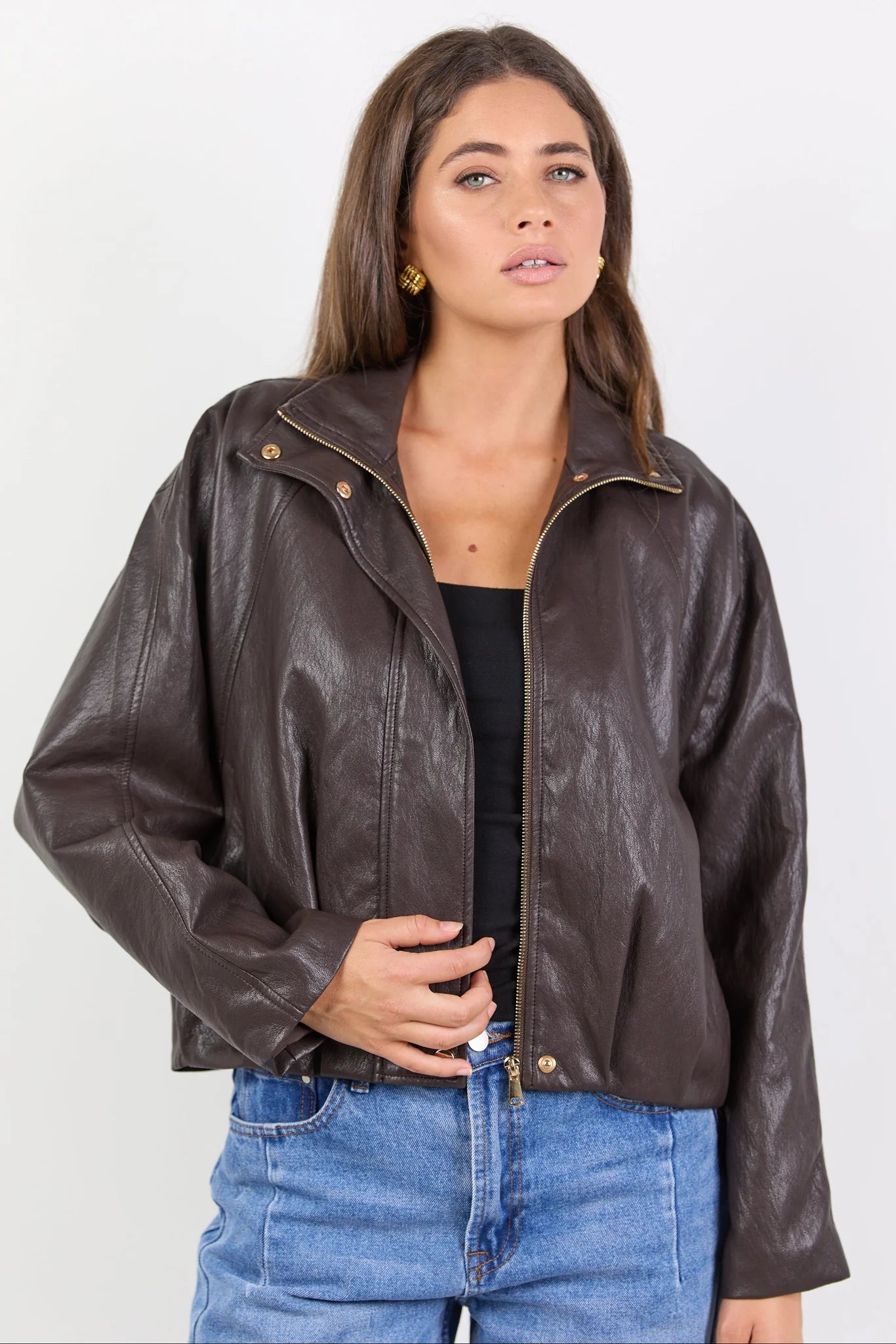 Ensemble Chocolate Faux Leather Jacket