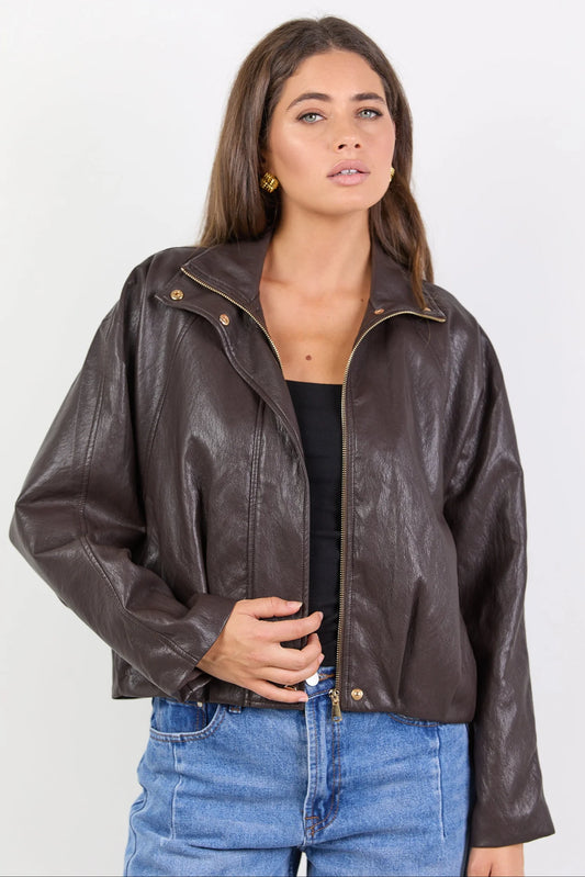 Ensemble Chocolate Faux Leather Jacket