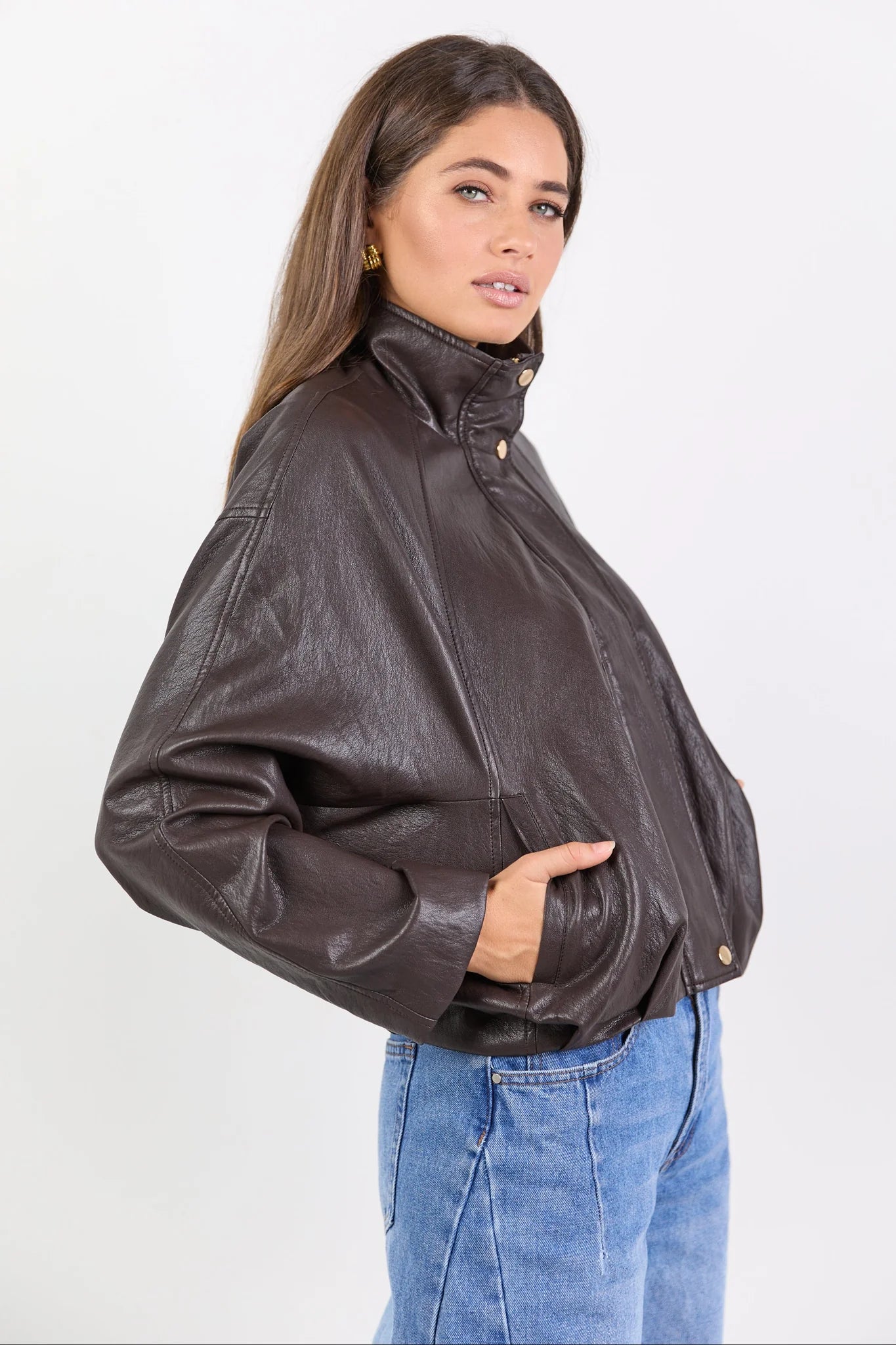 Ensemble Chocolate Faux Leather Jacket