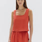 Georgina Linen Top - Papaya