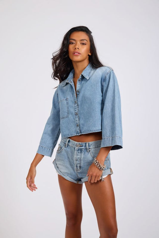 Gracie Cropped Denim Shirt
