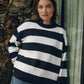 Kenzie Stripe Knit Crew - Navy/White