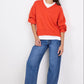 Harvest Blood Orange V Neck Knit Jumper