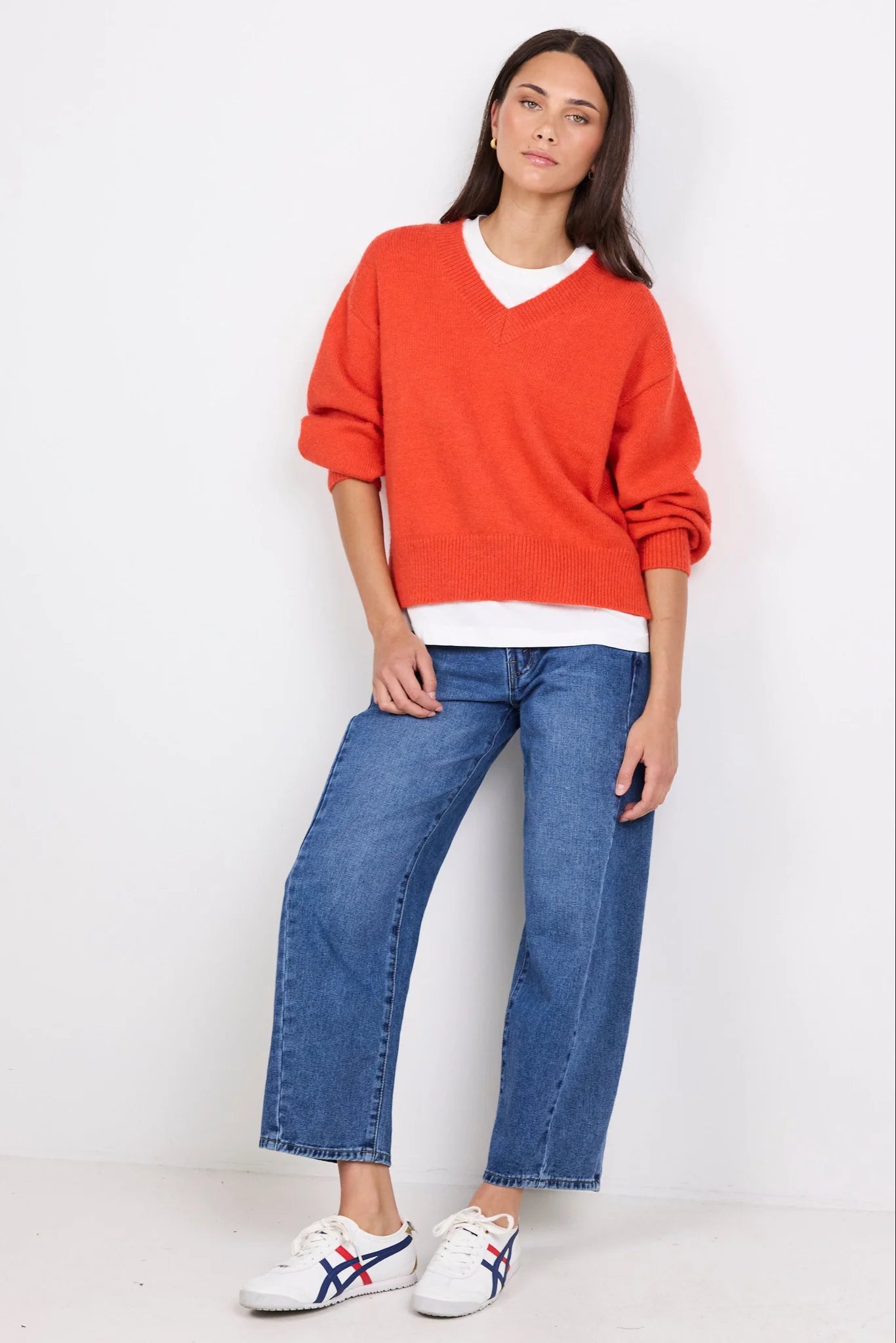 Harvest Blood Orange V Neck Knit Jumper