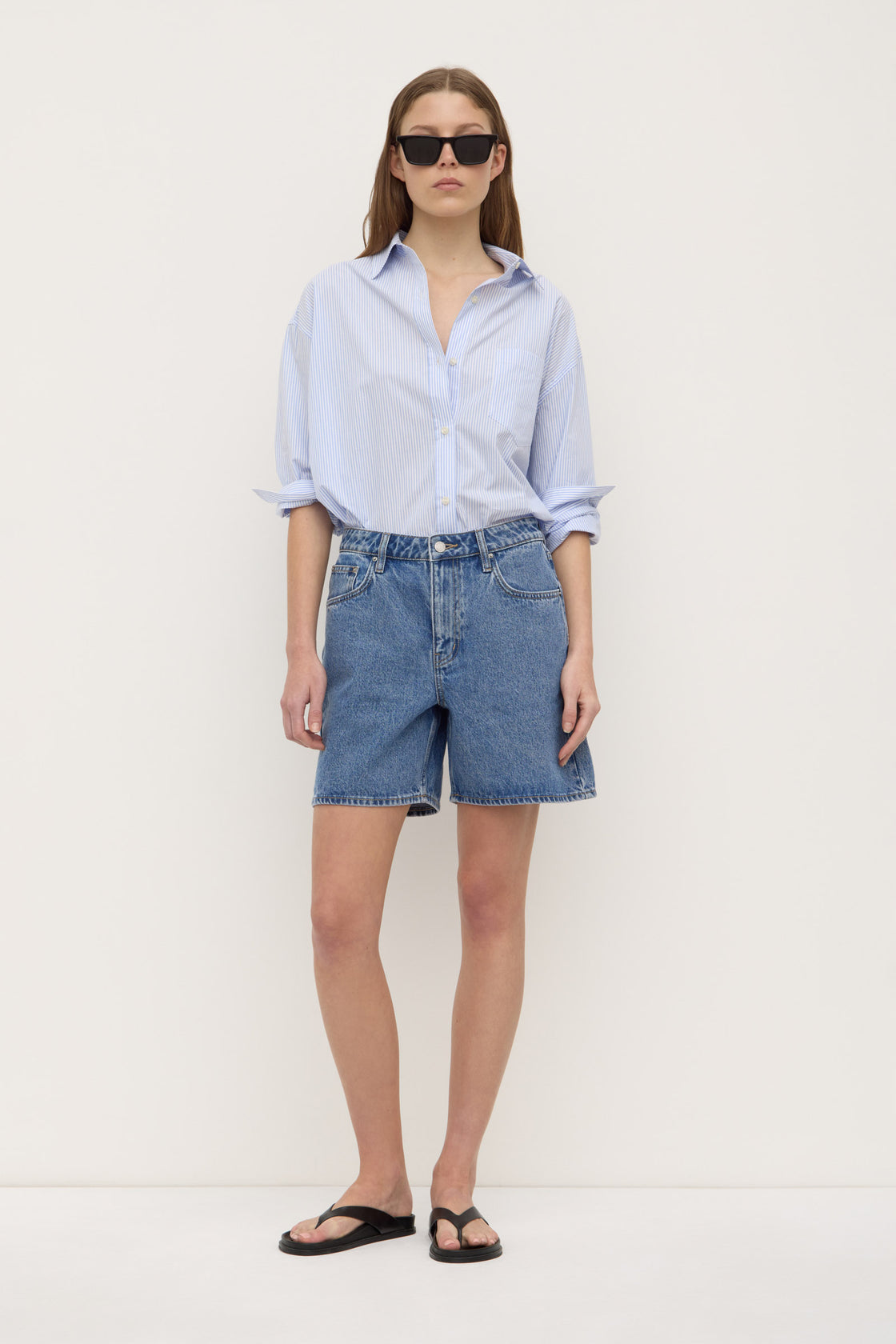 Mid Rise Vintage Denim Short - Dark Stone