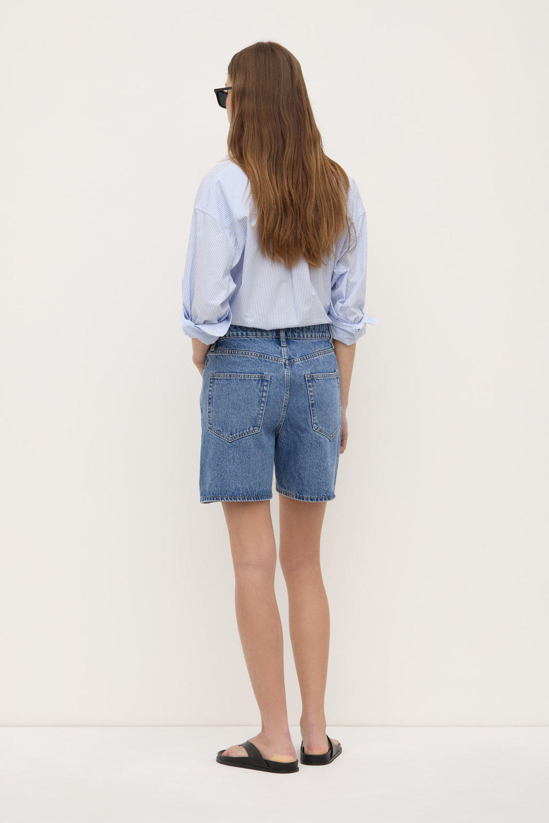 Mid Rise Vintage Denim Short - Dark Stone