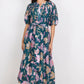 Intuition Petrol Scarf Print Puff Sleeve Maxi Shirt Dress