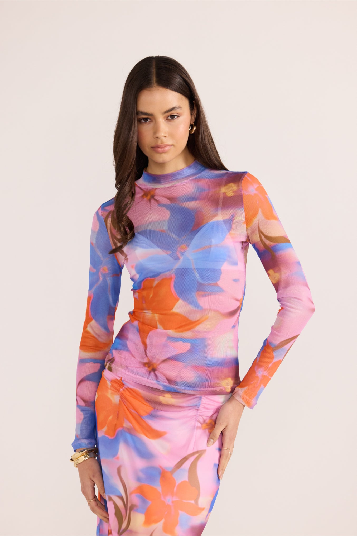 Sommer Ruched Mesh Midi Dress