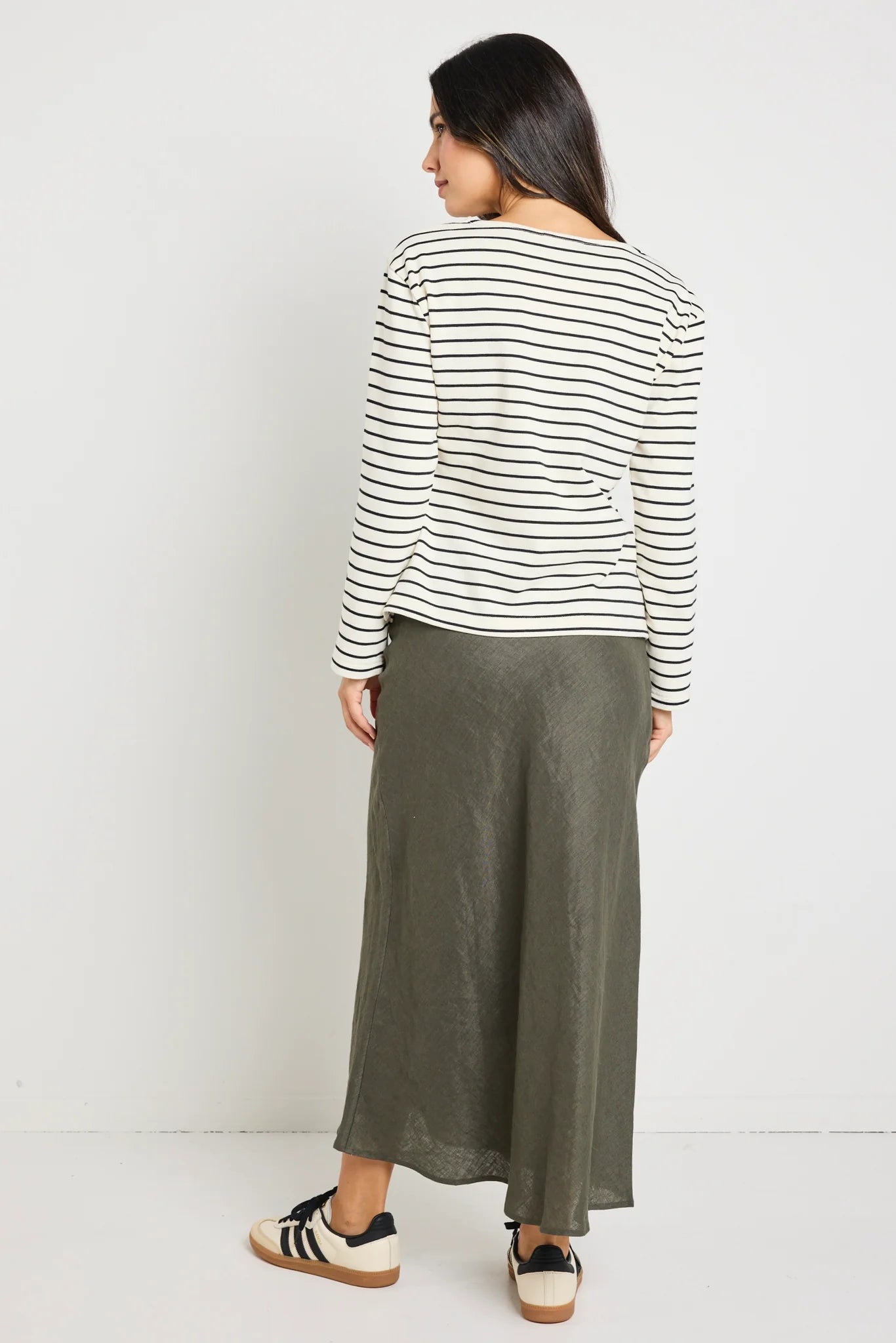 Bliss Linen Midi Skirt - Khaki