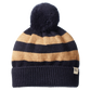 Alpine Pom Pom Beanie - Navy and Caramel