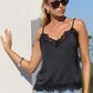 Nocturne Black Satin Lace Trim Cami