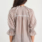 Noetic Chocolate Stripe Short Sleeve Blouse