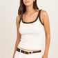 Pebble Milk and Chocolate Contrast Binding Rib Singlet Tank