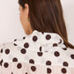 Providence Chocolate Polka Dot Tie Neck Short Sleeve Top