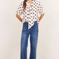 Providence Chocolate Polka Dot Tie Neck Short Sleeve Top