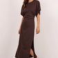 Pulse Chocolate Cotton Gathered Waist Detail Short Sleeve Dress