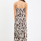 Relax Chocolate Geo Strappy Tiered Midi Dress