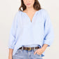 Revolutionary Ice Blue Linen Relaxed LS Top