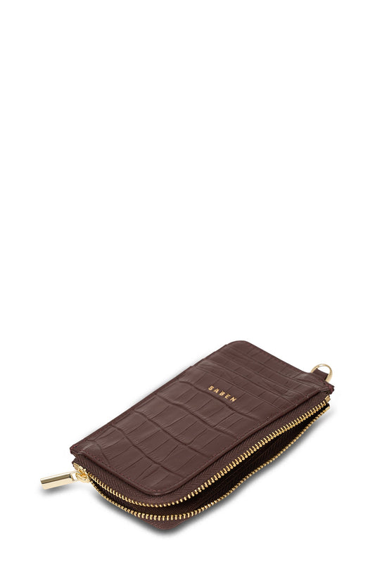 Winona Card Holder - Espresso Croc