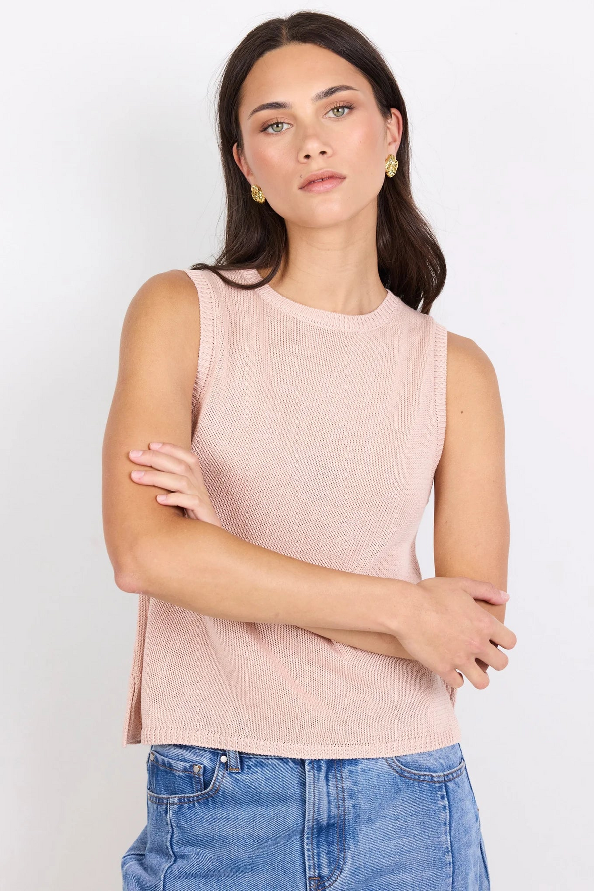 Salute Blush Relaxed Sleeveless Knit Top