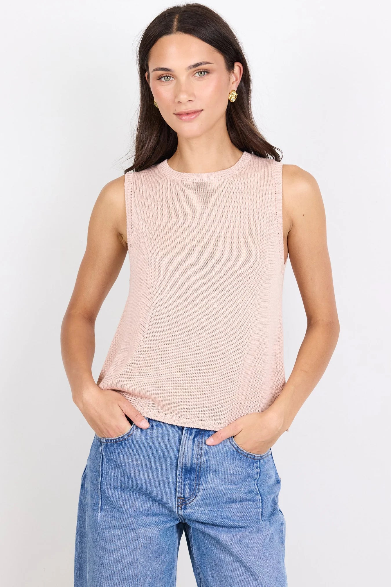 Salute Blush Relaxed Sleeveless Knit Top