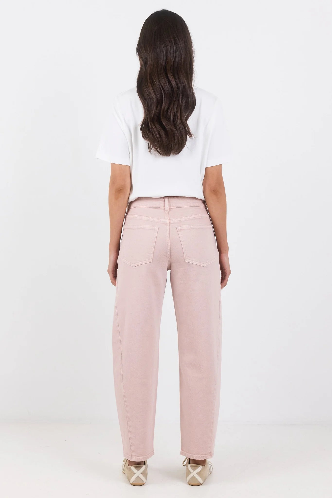 Idolise Pale Pink Stretch Soft Barrel Jean
