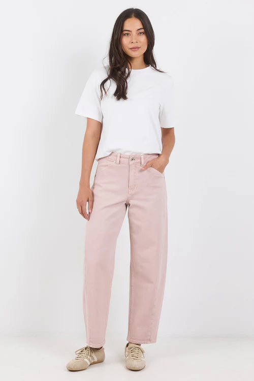 Idolise Pale Pink Stretch Soft Barrel Jean